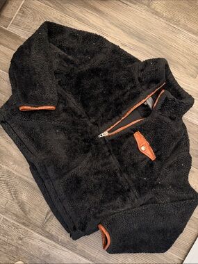 Blank NYC Black Fuzzy Jacket with Brown Trim